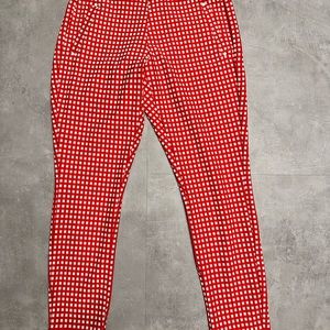 Red and white leggings
